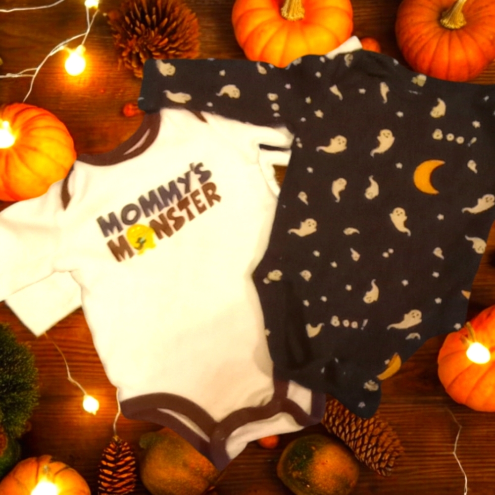 Halloween 2 Piece Bundle Infant 0-3 months Long Sleeve Onesies/Bodysuit Unisex